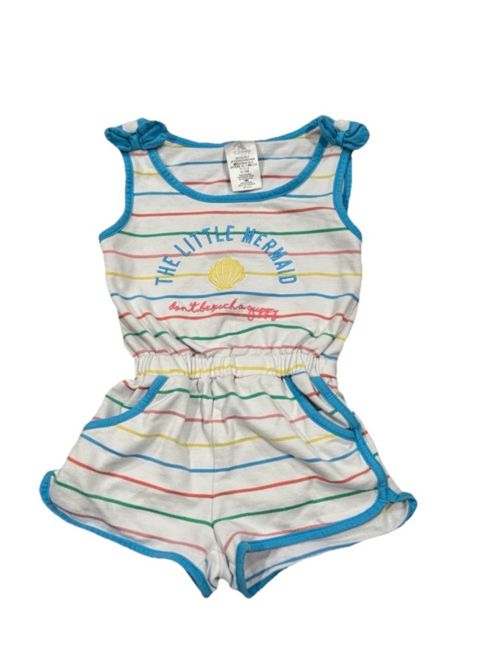 Disney Store Ariel Little Mermaid swim cover up romper girl Striped Size 4